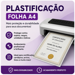 PLASTIFICACAO DE FOLHA A4