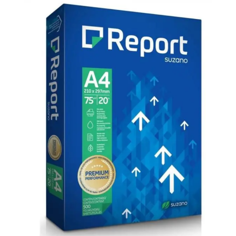 PAPEL SULFITE A4 75G BRANCO PACOTE 500 FLS REPORT