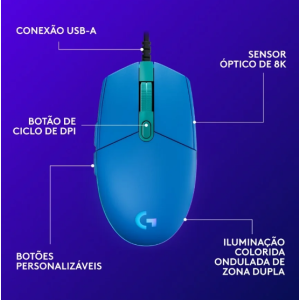 Mouse Gamer G203 Azul - Logitech